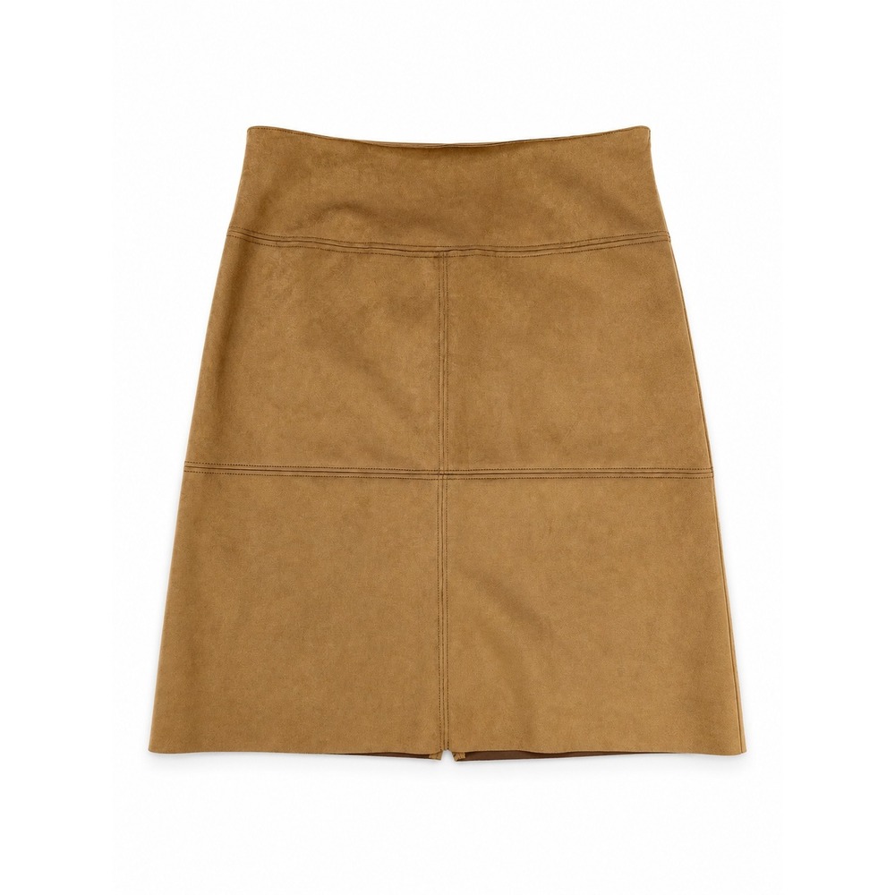 NWT Chaps Brown Faux Suede Pencil Midi Skirt Women's Size 14 - Picture 2 of 4